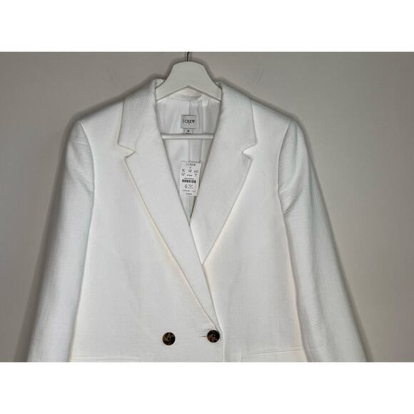 J. Crew Cotton/Linen Blend Double Breasted Textured Blazer White Women's Size 8 - Picture 4 of 10